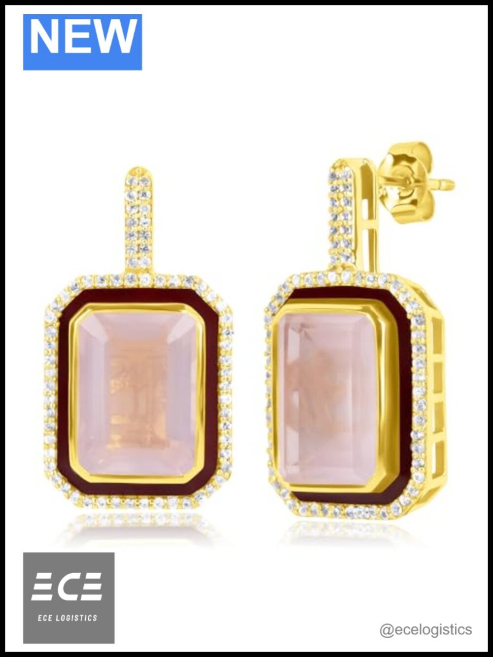 14k Gold Plated Sterling Silver Dangle Earrings with Gemstone Accents
